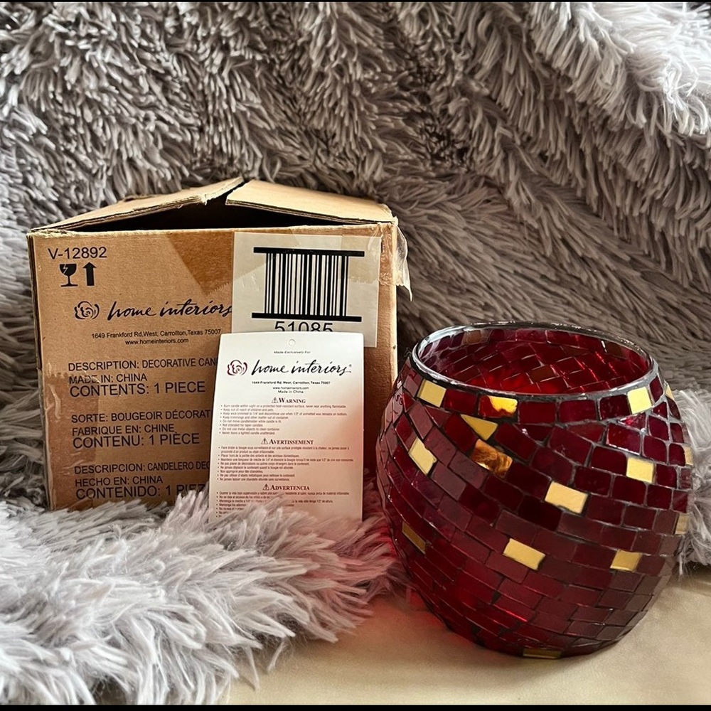 Red Mosaic Candle Holder